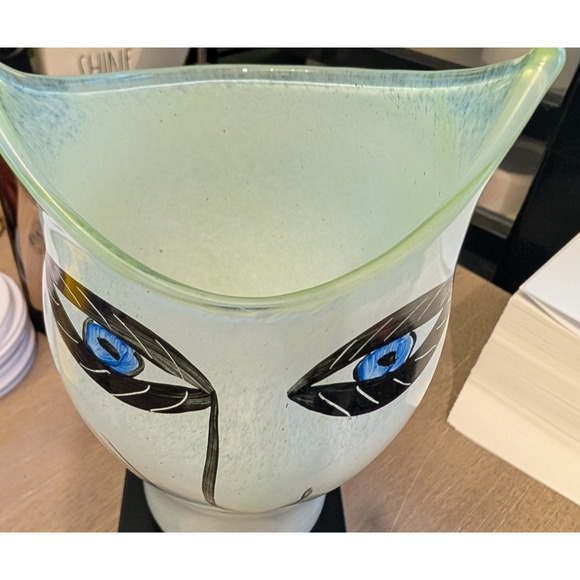 RARE Kosta Boda Ulrica Hydman-Vallien signed Glass Yellow Vase OPEN MINDS 1980s - Picture 2 of 7